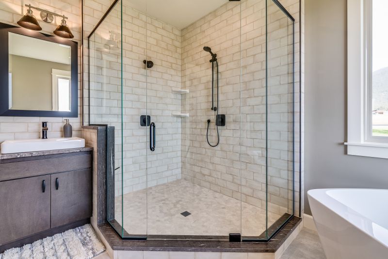 Shower with Built-in Bench and Glass Divider